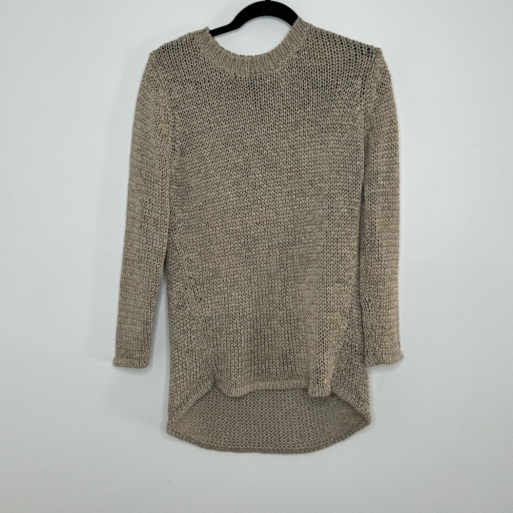 j.mclaughlin tan gold open knit long sleeve sweater